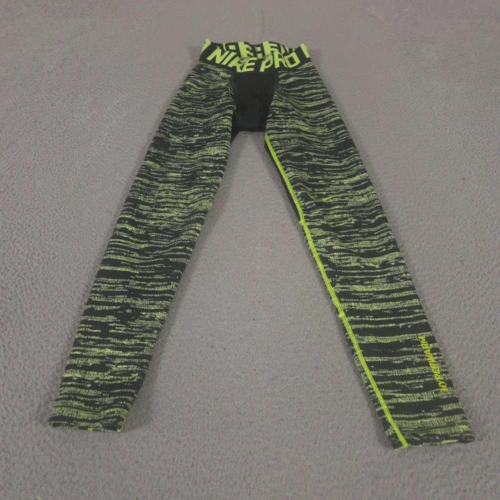 Nike Pants Mens Small Neon Pro Hyperwarm Compression Tights Space Dye Athletic